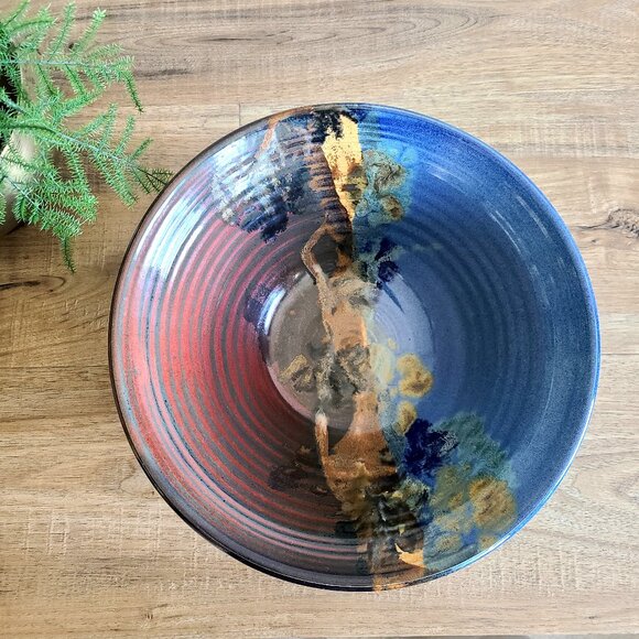 Artisan Ceramic Serving Bowl - Multicolor - Picture 1 of 8